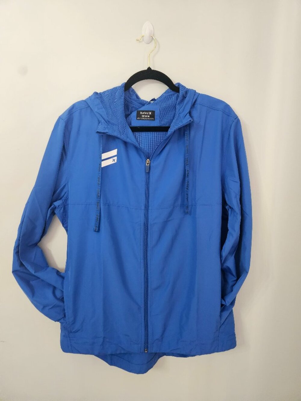 Hurley Mens Exist Full Zip Windbreaker Jacket Size M Royal Blue Water Repellent